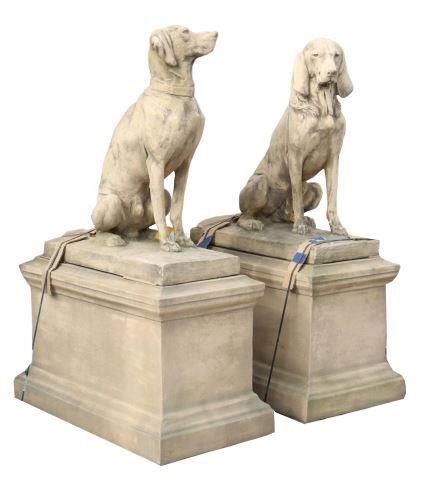 MONUMENTAL CAST STONE HOUNDS ON 356ddb