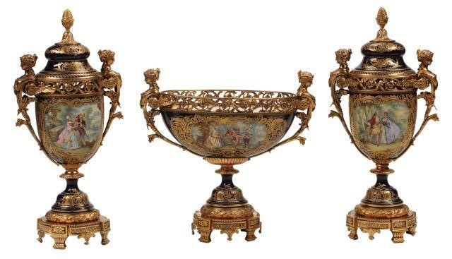 3) SEVRES STYLE ORMOLU-MOUNTED