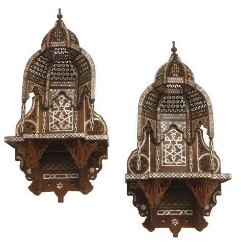  2 MOORISH INLAID DOMED HANGING 356e25