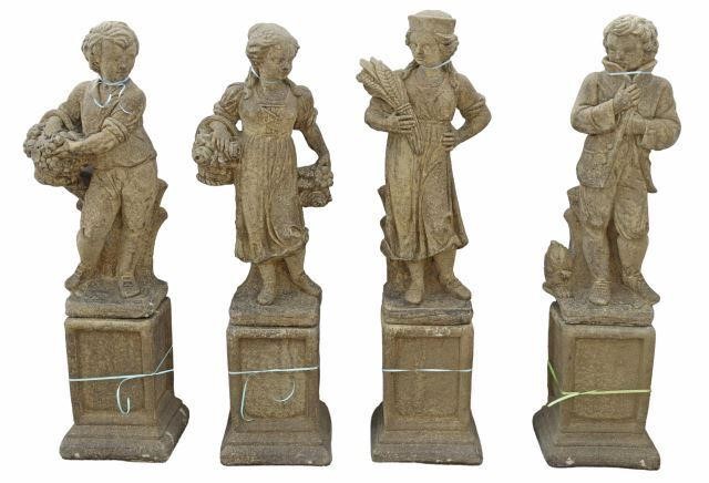  LOT CAST STONE FOUR SEASONS STATUES  356e23