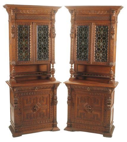  2 FRENCH CARVED CABINETS STAINED 356e32
