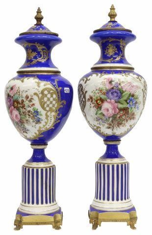  2 SEVRES STYLE PORCELAIN BOLTED 356e73