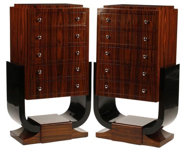 (2) ART DECO STYLE TALL FIVE-DRAWER