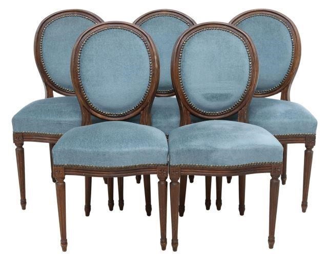 (5) FRENCH LOUIS XVI STYLE UPHOLSTERED