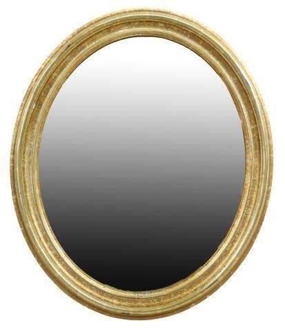 FRENCH GILTWOOD OVAL WALL MIRROR,