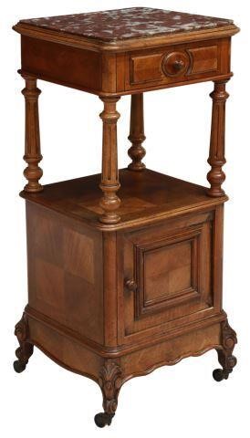 FRENCH MARBLE TOP WALNUT BEDSIDE 356ef5