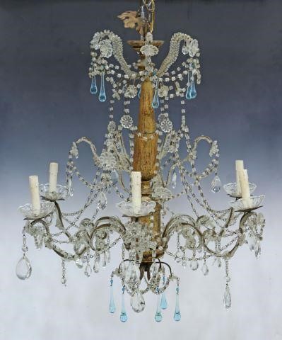 ITALIAN GILTWOOD & CRYSTAL SIX-LIGHT