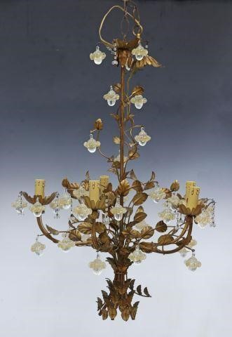 ITALIAN GILT METAL FIVE LIGHT CHANDELIERItalian 356f26