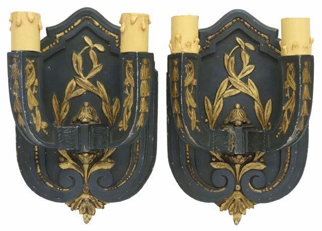 (2) FRENCH PARCEL GILT & PAINTED 2-LT