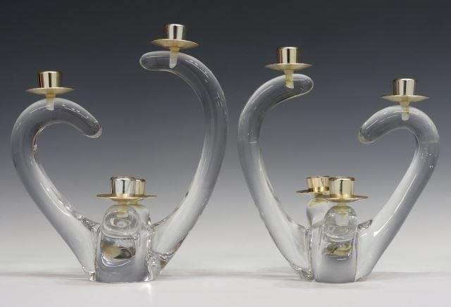 (2) FRENCH SCHNEIDER MODERN CRYSTAL