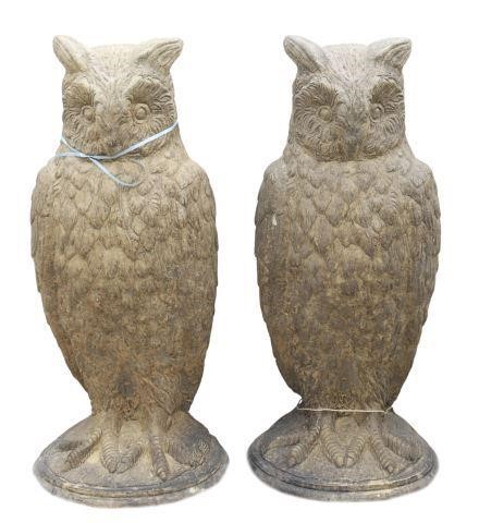 (2) LARGE CAST STONE GARDEN BIRDS,