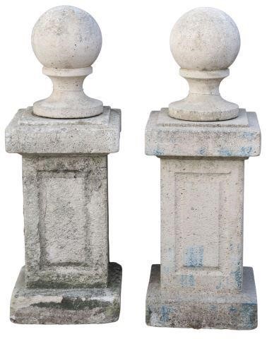 (2) LARGE CAST STONE BALL PIER