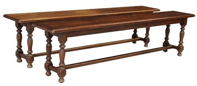 (2) FRENCH PROVINCIAL OAK BENCHES,