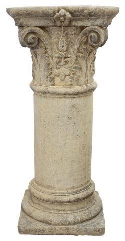 CAST STONE FLORAL & FOLIATE GARDEN PEDESTAL,