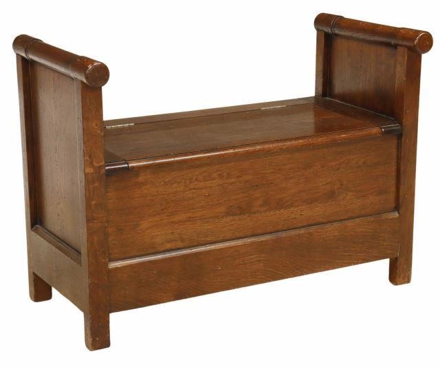 FRENCH PROVINCIAL OAK HALL BENCH  357053