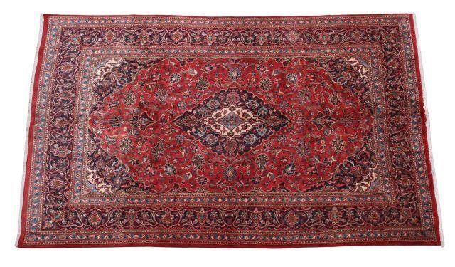 HAND-TIED PERSIAN KASHAN RUG, 9'9"