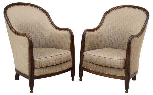 (2) FRENCH ART DECO UPHOLSTERED