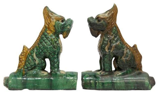 (2) CHINESE SANCAI GLAZED QILIN