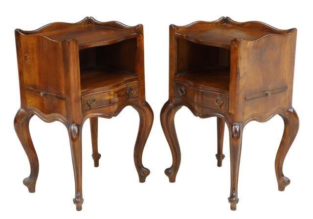 (2) LOUIS XV STYLE WALNUT NIGHTSTANDS(pair)