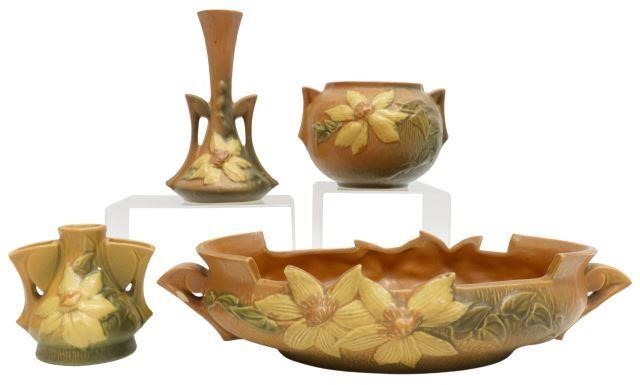  4 ROSEVILLE CLEMATIS ART POTTERY 35710a