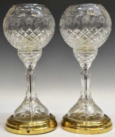 (2) LARGE POLISH CUT CRYSTAL BANQUET