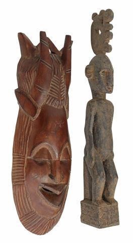 (2) AFRICAN CARVED WOOD MASK &