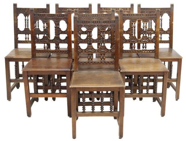  8 SPANISH BAROQUE STYLE WALNUT 35716e