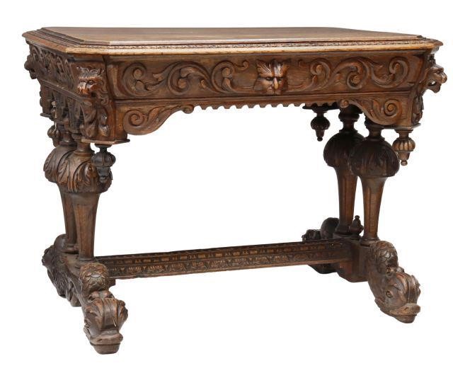 ENGLISH CARVED OAK LIBRARY TABLE 357173