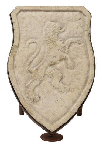 CARVED MARBLE ARMORIAL SHIELD WITH 3571a0