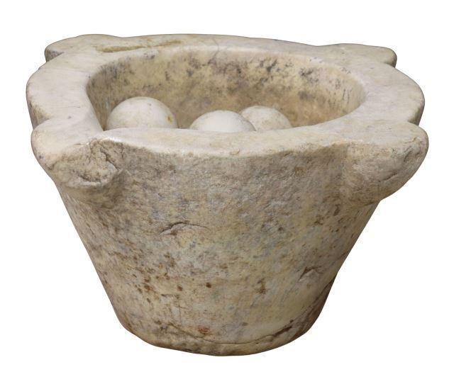 LARGE ITALIAN CARVED STONE MORTAR 3571a4