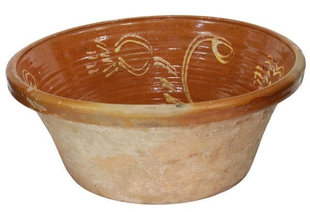 LARGE SPANISH SLIP DECORATED TERRACOTTA