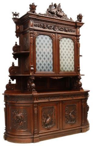 MONUMENTAL FRENCH CARVED OAK HUNT 3571ee