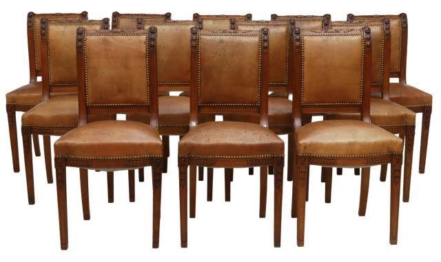 (12) EMPIRE STYLE OAK & LEATHER