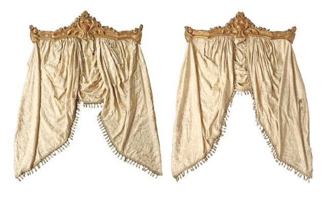 (2) FRENCH LOUIS XV STYLE GILDED & DRAPED