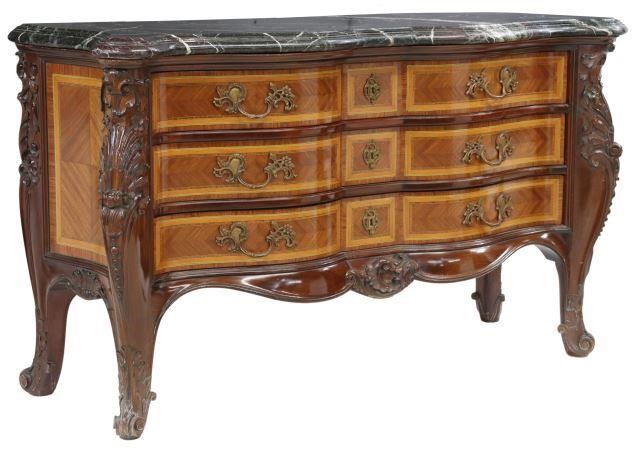 LOUIS XV STYLE MARBLE-TOP MAHOGANY