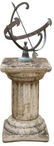 ARMILLARY SPHERE ON CAST STONE