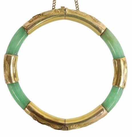 CHINESE 14KT YELLOW GOLD & JADE