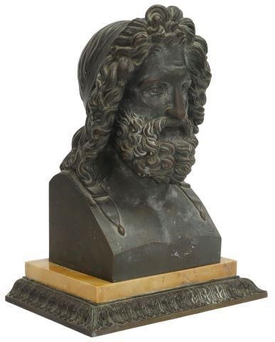 NEOCLASSICAL PATINATED BRONZE BUST 3572c2