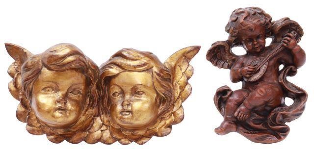 2 CONTINENTAL GILTWOOD WAX PUTTI 35730d