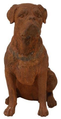 OXIDIZED CAST IRON FIGURE SEATED DOG,