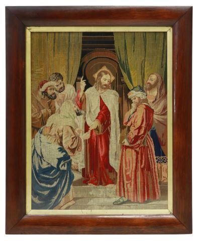 FRAMED NEEDLEPOINT PICTURE JESUS 35733c