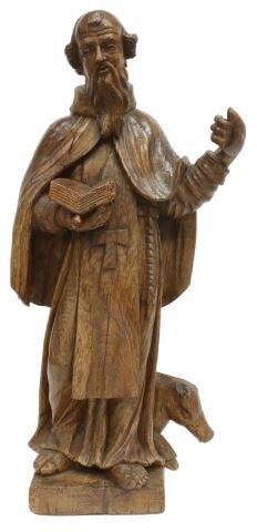 CARVED OAK FIGURE SAINT FRANCIS