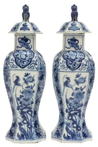  2 DELFT CHINOISERIE FAIENCE LIDDED 357347