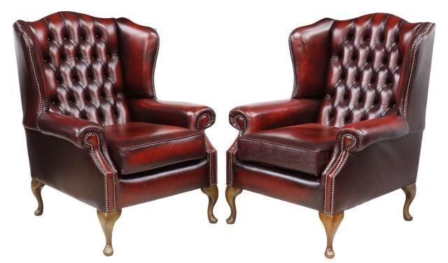  2 QUEEN ANNE STYLE OXBLOOD WINGBACK 357369