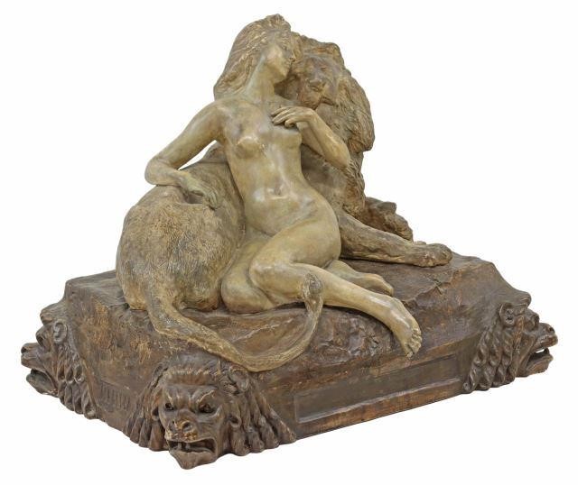 CAST CERAMIC SCULPTURE THE LION