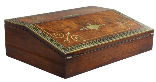 FRENCH BRASS INLAID ROSEWOOD WRITING 3573ae