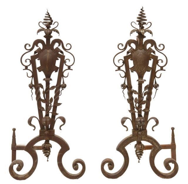  2 FRENCH FORGED WROUGHT IRON 3573b8