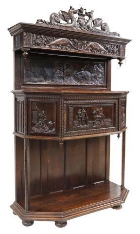 FRENCH GOTHIC REVIVAL CARVED OAK 357412