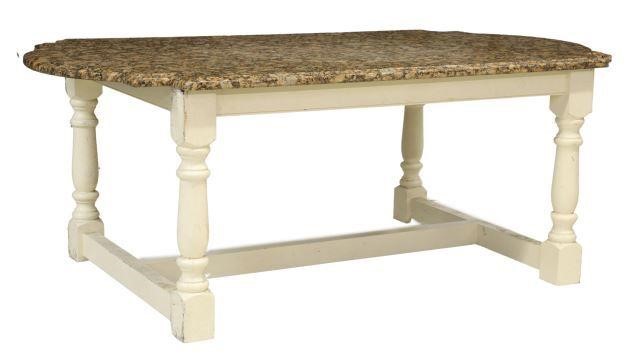 LARGE MARBLE-TOP DINING TABLE,