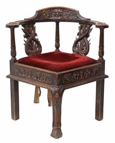 ENGLISH VICTORIAN CARVED OAK CORNER